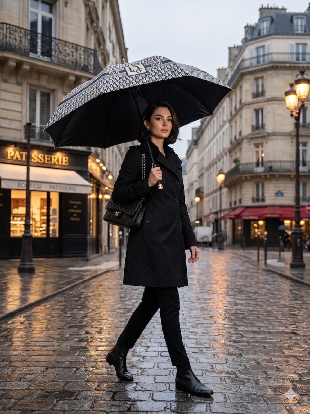Dior NIB signature Oblique Print 
Compact Umbrella | Black & Cream - Picture 4 of 6